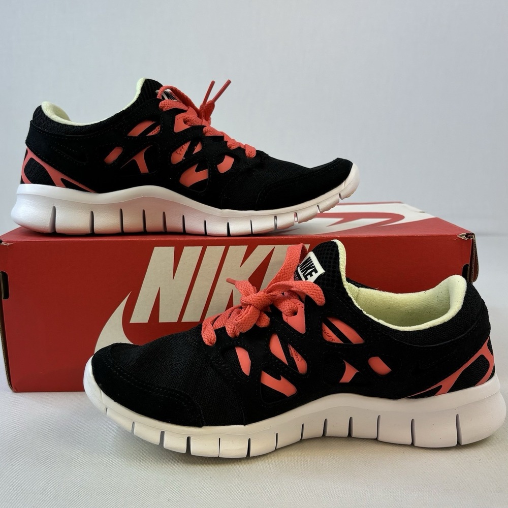 Nike Free Run 2 Sz 7 Women's Pink Black Lime Ice Magic Ember Running Sneakers